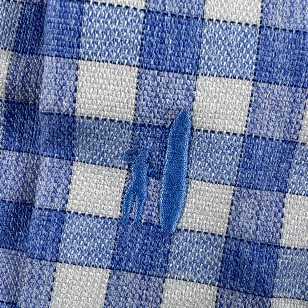 Johnnie-O Performance Gingham Button Down Shirt Mens XL Blue White Plaid Bamboo - Picture 2 of 12